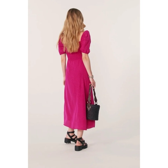 Ba&sh Sasha Smocked Dress in Fuchsia, Medium - Picture 2 of 16